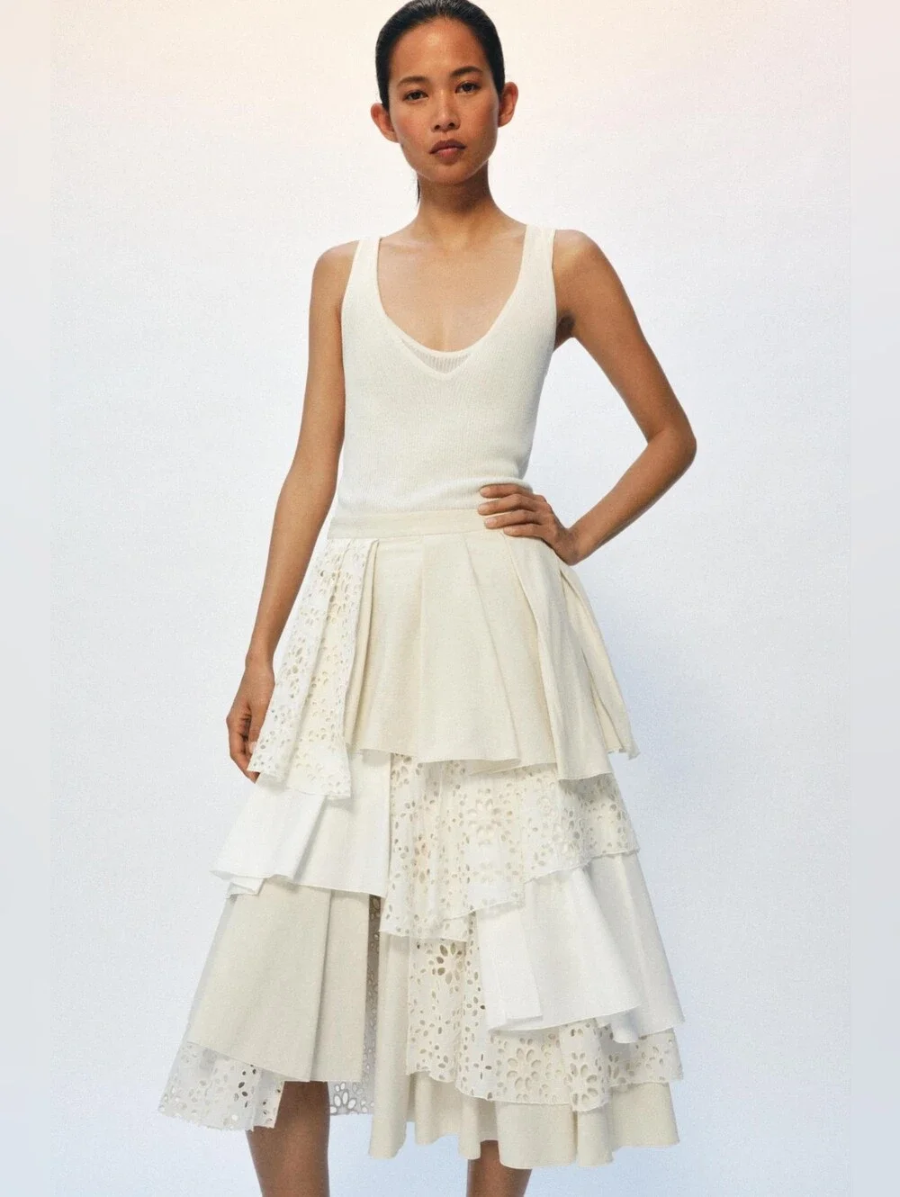 ZARA ZW COLLECTION LIMITED EDITION PATCHWORK MIDI SKIRT